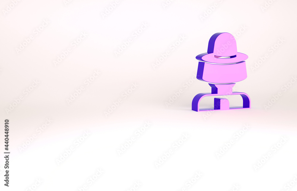 Purple Beekeeper with protect hat icon isolated on white background. Special protective uniform. Minimalism concept. 3d illustration 3D render Purple Beekeeper with protect hat icon isolated on white background. Special protective uniform. Minimalism concept. 3d illustration 3D render