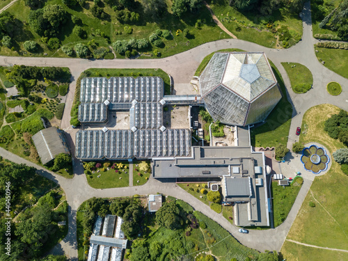 Obraz na płótnie Greenhouse in Kiev. Aerial drone top view. w salonie