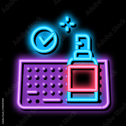 keyboard disinfection from computer neon light sign vector. Glowing bright icon keyboard disinfection from computer sign. transparent symbol illustration