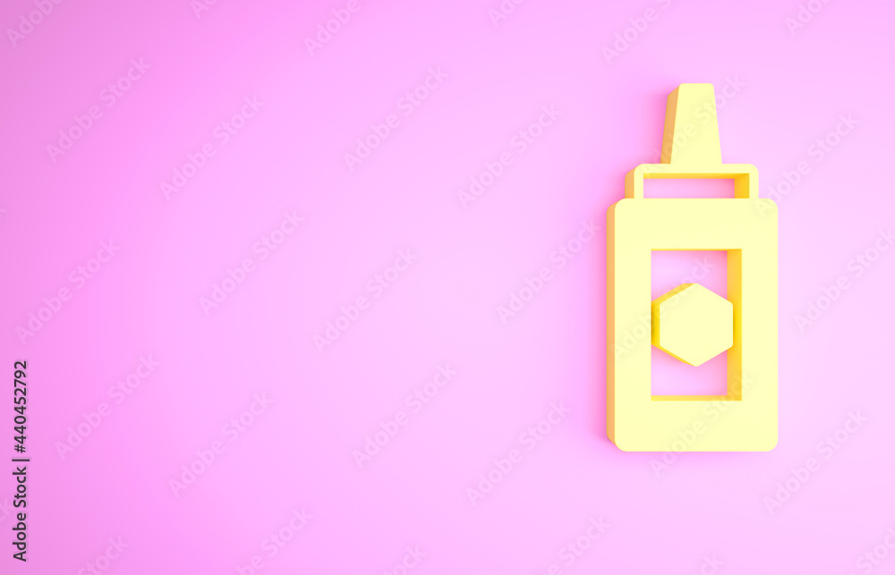 Yellow Jar of honey icon isolated on pink background. Food bank. Sweet natural food symbol. Minimalism concept. 3d illustration 3D render Yellow Jar of honey icon isolated on pink background. Food bank. Sweet natural food symbol. Minimalism concept. 3d illustration 3D render