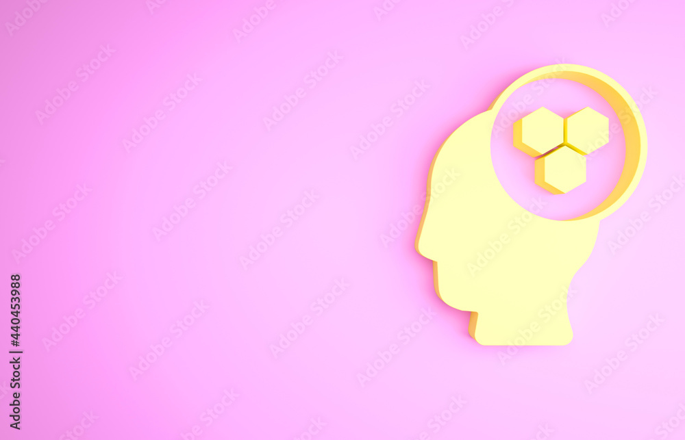 Yellow Beekeeper icon isolated on pink background. Special protective uniform. Minimalism concept. 3d illustration 3D render
