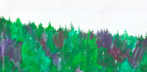 Tannenwald in Aquarellfarbe