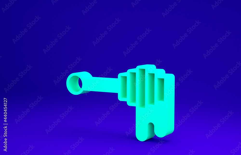 Green Honey dipper stick with dripping honey icon isolated on blue background. Honey ladle. Minimalism concept. 3d illustration 3D render Green Honey dipper stick with dripping honey icon isolated on blue background. Honey ladle. Minimalism concept. 3d illustration 3D render