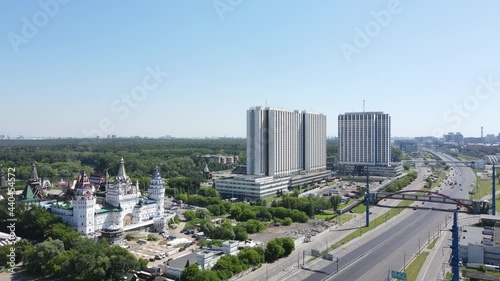 Aerial drone view of Izmailovsky Kremlin , Moscow, Russia photo