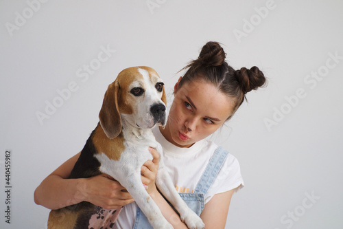 girl and dog