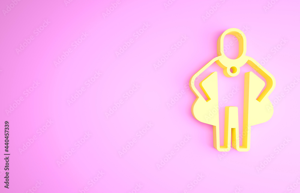 Yellow Head hunting icon isolated on pink background. Business target or Employment sign. Human resource and recruitment for business. Minimalism concept. 3d illustration 3D render Yellow Head hunting icon isolated on pink background. Business target or Employment sign. Human resource and recruitment for business. Minimalism concept. 3d illustration 3D render