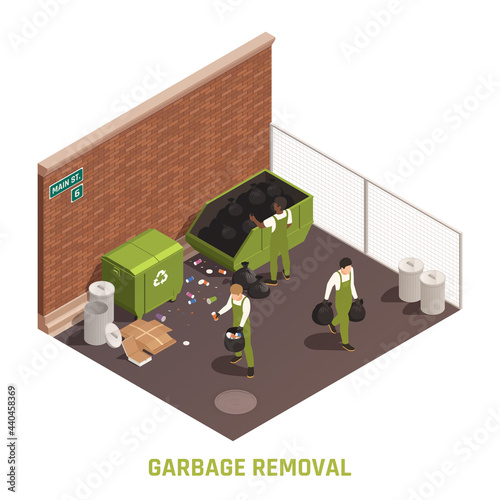 Garbage Removal Isometric Composition