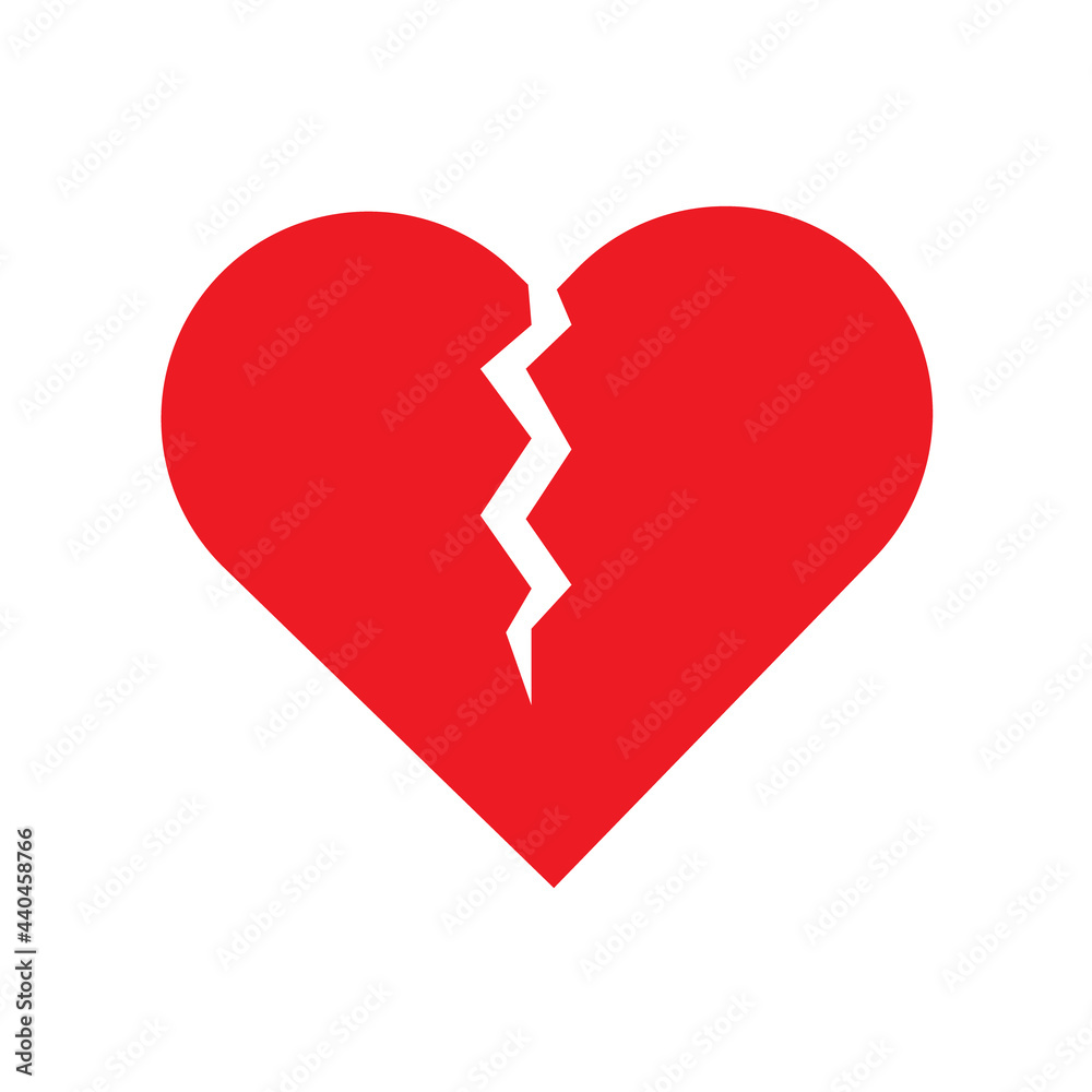 red broken heart icon symbol on white vector background red broken heart icon symbol on white vector background