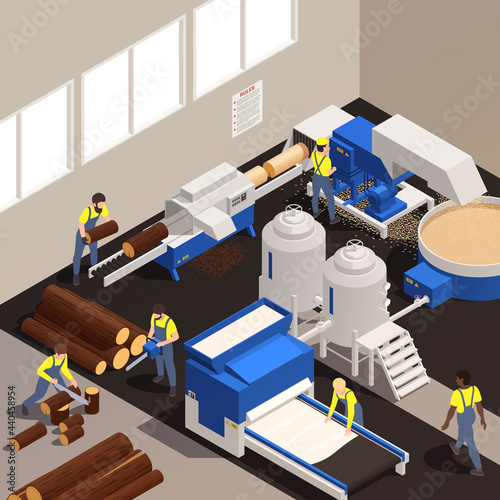 Paper Production Isometric Composition