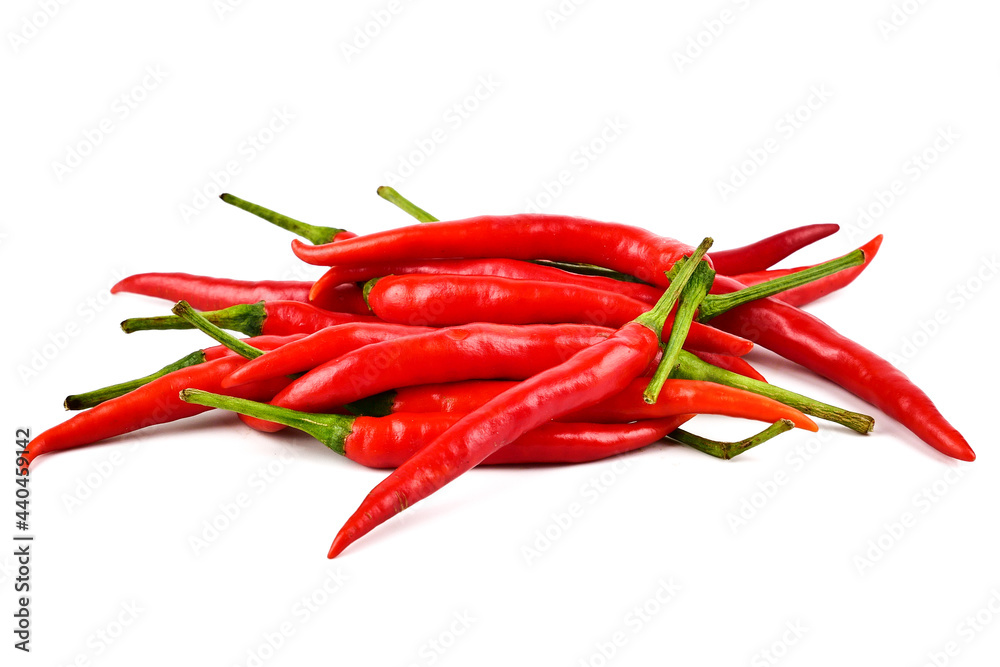 red chilli pepper isolated on white background, Food ingredients that give a spicy taste. red chilli pepper isolated on white background, Food ingredients that give a spicy taste.