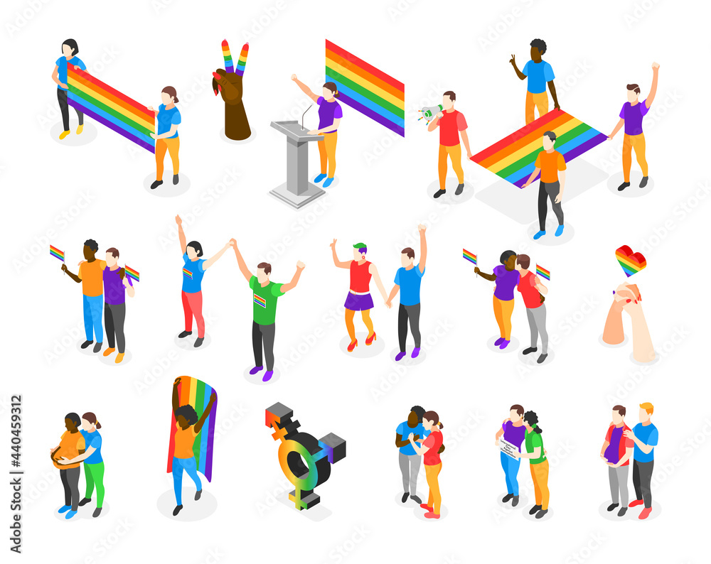 International Day Against Homophobia Isometric Icons