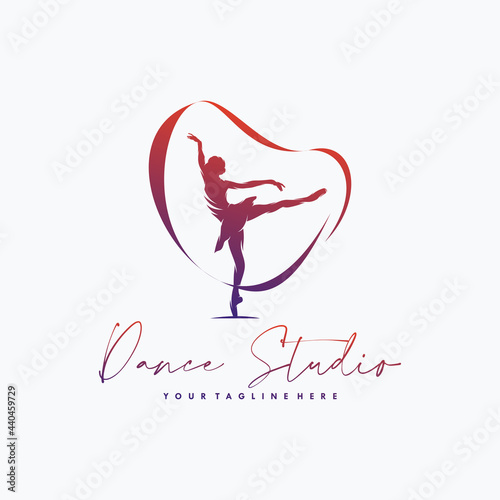 Fitness Gymnastic With Ribbon Logo Design