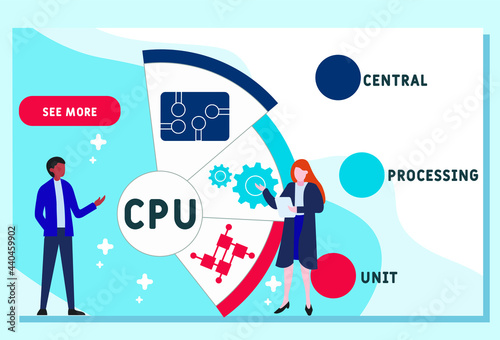 Vector website design template . CPU - Central Processing Unit  acronym. business concept. illustration for website banner, marketing materials, business presentation, online advertising.