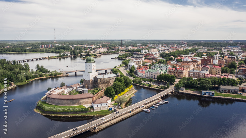 Aerial view of Vyborg. It is an old town in western Russia