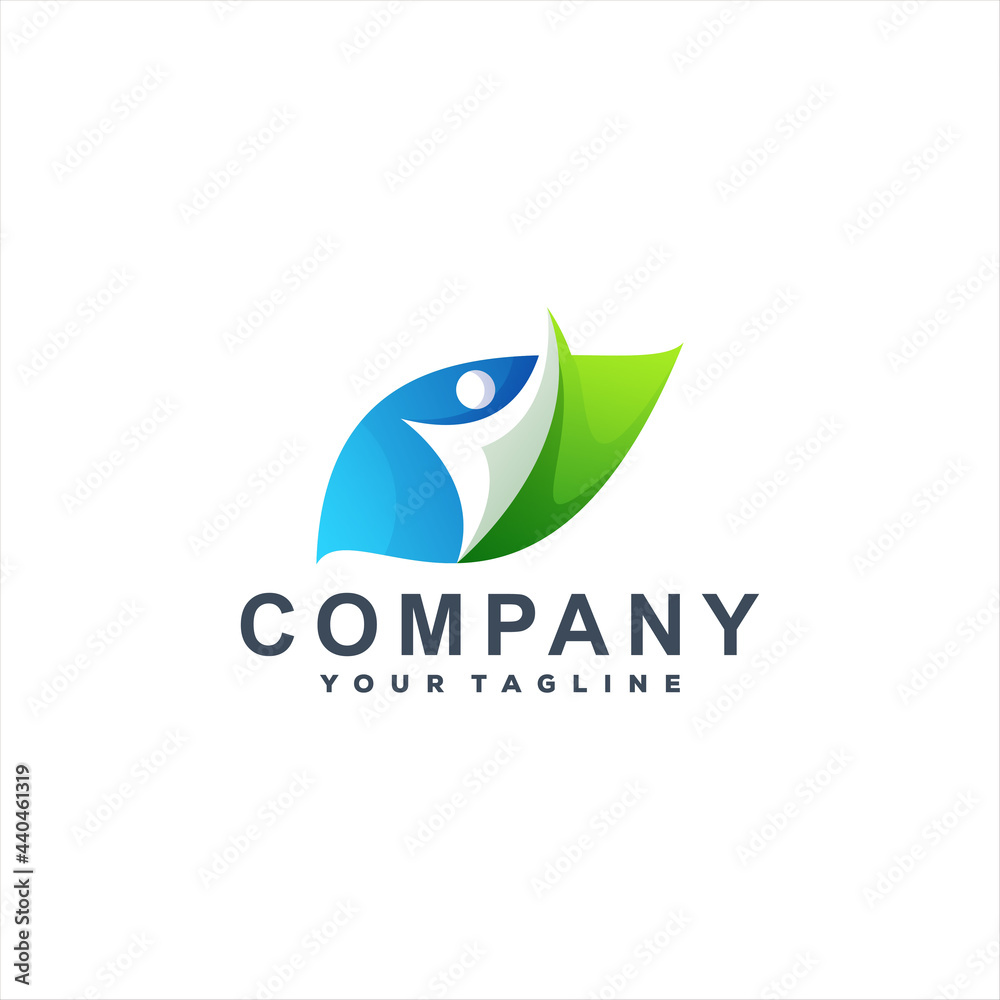 leaf people color logo design leaf people color logo design
