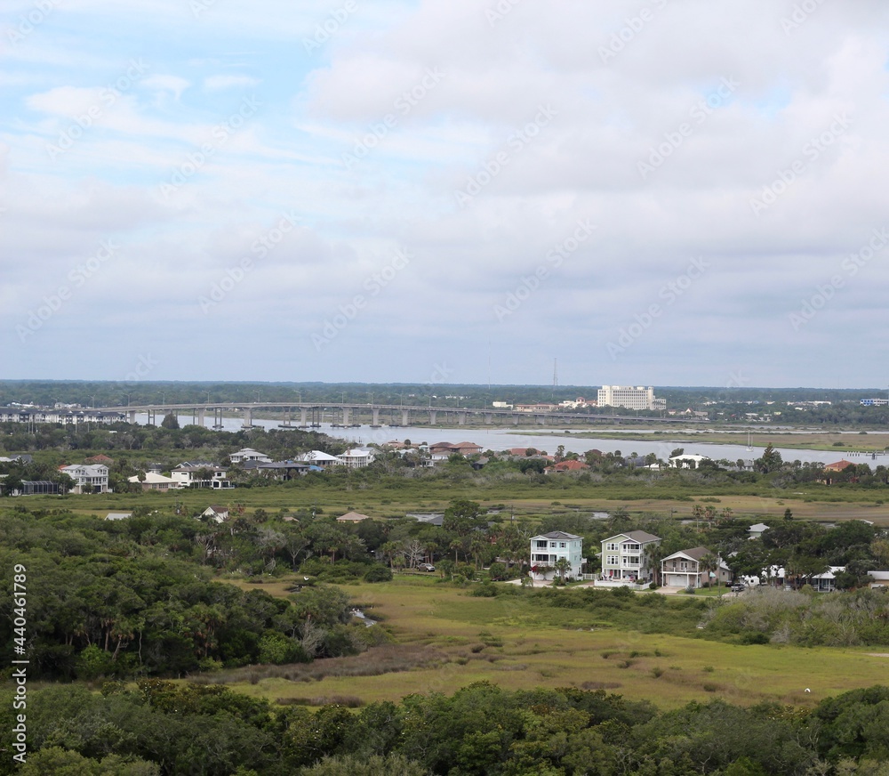 A aerial view of the small florida village on a sunny day. A aerial view of the small florida village on a sunny day.