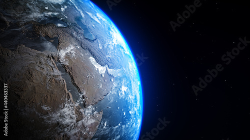 Fotografie Planet earth from space, zoom in to the middle east, Saudi Arabia, world skyline