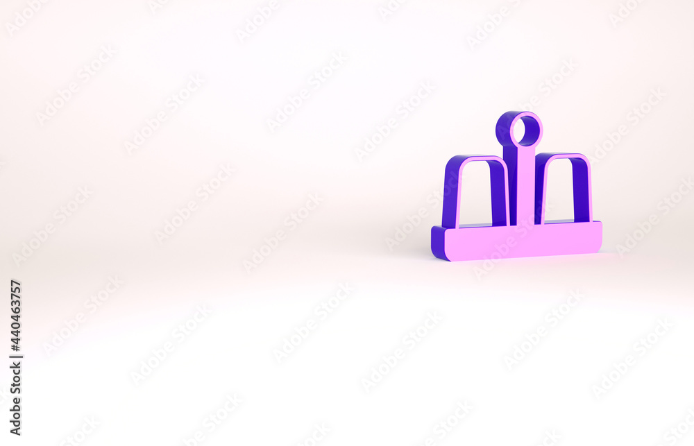 Purple Salt and pepper icon isolated on white background. Cooking spices. Minimalism concept. 3d illustration 3D render Purple Salt and pepper icon isolated on white background. Cooking spices. Minimalism concept. 3d illustration 3D render