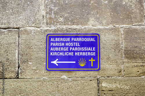 Pilgrim hostel sign photo