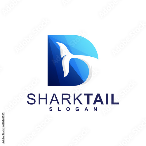 D letter dolphin logo design vector abstract