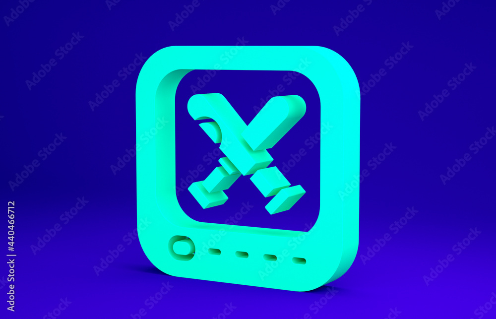 Green Monitor with baseball ball and bat on the screen icon isolated on blue background. Online baseball game. Minimalism concept. 3d illustration 3D render Green Monitor with baseball ball and bat on the screen icon isolated on blue background. Online baseball game. Minimalism concept. 3d illustration 3D render