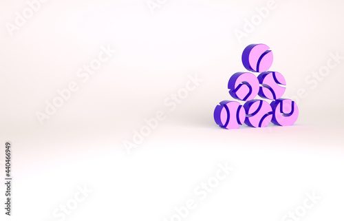 Purple Baseball ball icon isolated on white background. Minimalism concept. 3d illustration 3D render