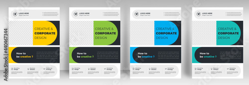 Corporate business flyer template design set with blue, yellow, teal and light green color. digital marketing agency flyer, business marketing flyer set, digital marketing new flyer.