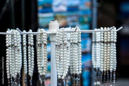 Ohrid pearls, famous touristic attraction in Ohrid, North Macedonia, sold by locals with long tradition of making them (also known as ''Ohridski biseri'')