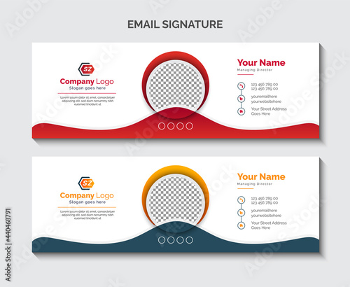 Company email signature template or email footer and personal facebook cover Premium Vector