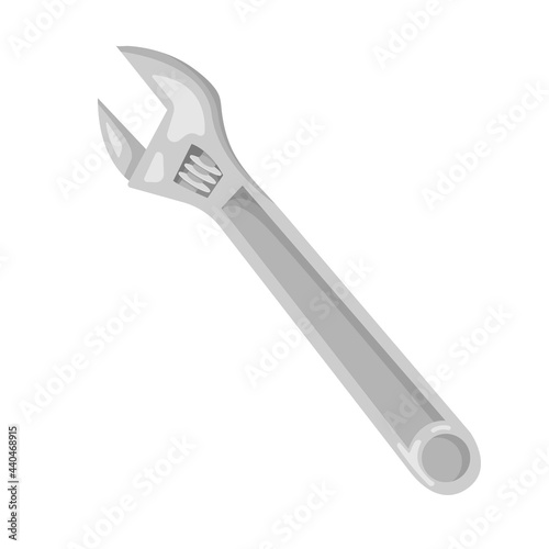 vector steel adjustable wrench in cartoon style. an iron tool for repairing and turning.metal wrench. isolated on a white background.