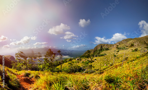 Paisaje panoramico atardecer en cerro chame Panamá  photo