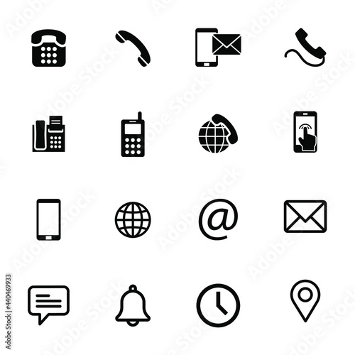 Contact us icon set , Phone symbol, Communication and website icon vector isolated on white background