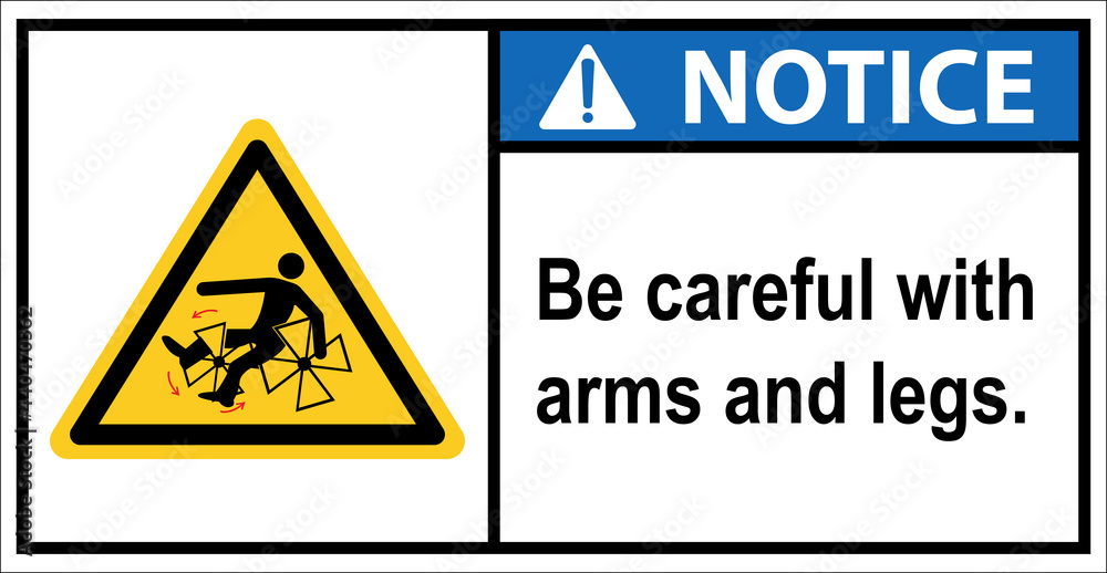 Please be careful Rotating propellers crush the limbs.Notice Sign Please be careful Rotating propellers crush the limbs.Notice Sign