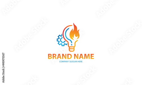 Fire flame idea logo and icon design
