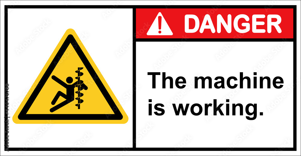 Be careful of the arm being hit by the blade.,Danger sign Be careful of the arm being hit by the blade.,Danger sign