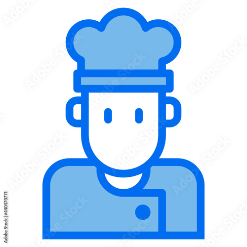 chef blue line icon