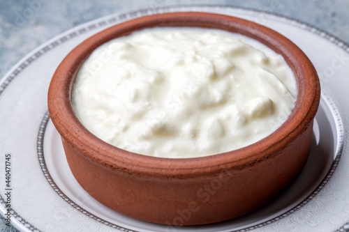 Homemade yogurt in a rustic...