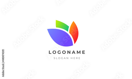 Flower logo design. Colorful leaf vector template.