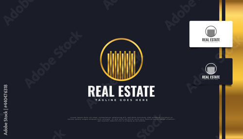 Luxury Gold Real Estate Logo Design. Construction, Architecture or Building Logo Design Template