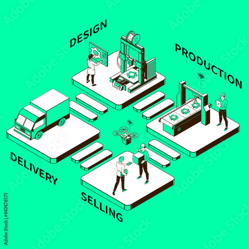 Smart Industry Monochrome Isometric Composition photo