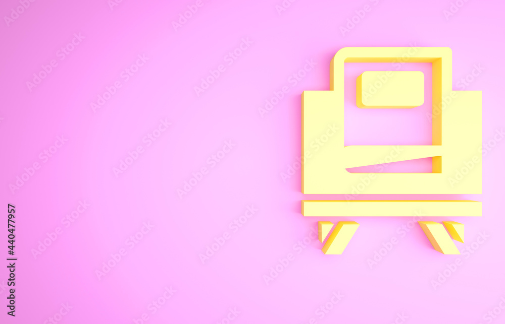 Yellow Holy book of Koran icon isolated on pink background. Muslim holiday, Eid Mubarak, Eid al-fitr, Ramadan Kareem. Minimalism concept. 3d illustration 3D render Yellow Holy book of Koran icon isolated on pink background. Muslim holiday, Eid Mubarak, Eid al-fitr, Ramadan Kareem. Minimalism concept. 3d illustration 3D render