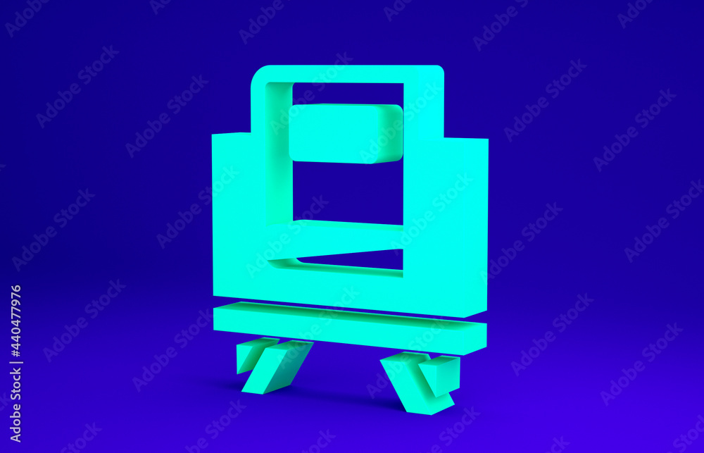 Obraz premium Green Holy book of Koran icon isolated on blue background. Muslim holiday, Eid Mubarak, Eid al-fitr, Ramadan Kareem. Minimalism concept. 3d illustration 3D render