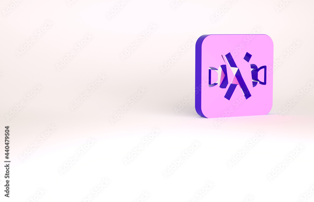 Purple No sweets and candies prohibition icon isolated on white background. No candy forbidden symbol. Minimalism concept. 3d illustration 3D render Purple No sweets and candies prohibition icon isolated on white background. No candy forbidden symbol. Minimalism concept. 3d illustration 3D render