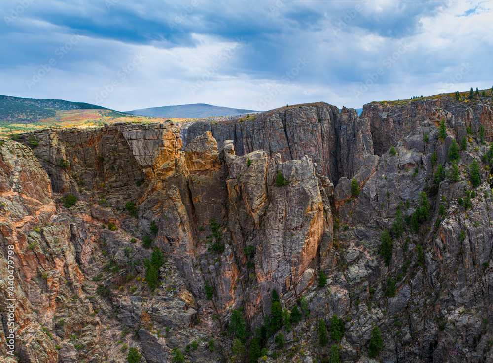 Black Canyon of the Gunnison Rock Point catches the sun's rays