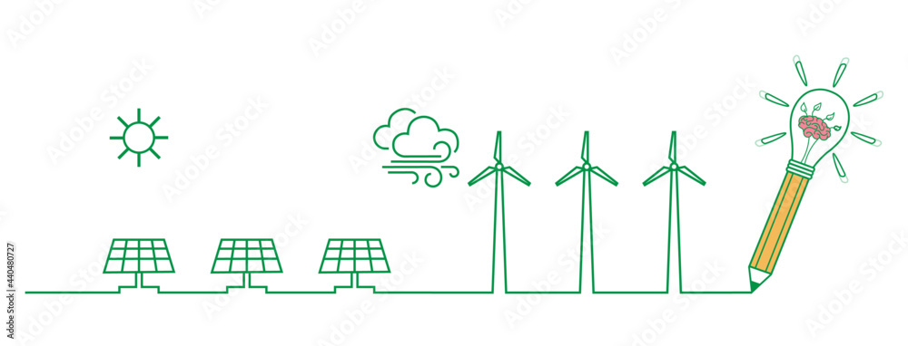 concepto de sustentabilidad, ahorro de energía, sostenibilidad, energía renovable, ecología, protección del medio ambiente - ilustración vectorial para banner y diseño. 