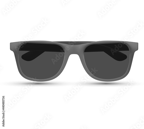 Sunglasses beach, Fashion accessory. Polarized geek glasses, hipster sun lens ocular. Isolated on white background. Vector illustration.