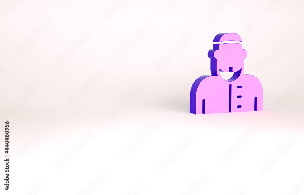 Purple Muslim man icon isolated on white background. Minimalism concept. 3d illustration 3D render Purple Muslim man icon isolated on white background. Minimalism concept. 3d illustration 3D render