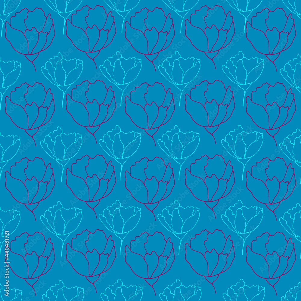 flower buds contour vector seamless pattern botanical illustration heads of flowers on a contrasting background flower buds contour vector seamless pattern botanical illustration heads of flowers on a contrasting background