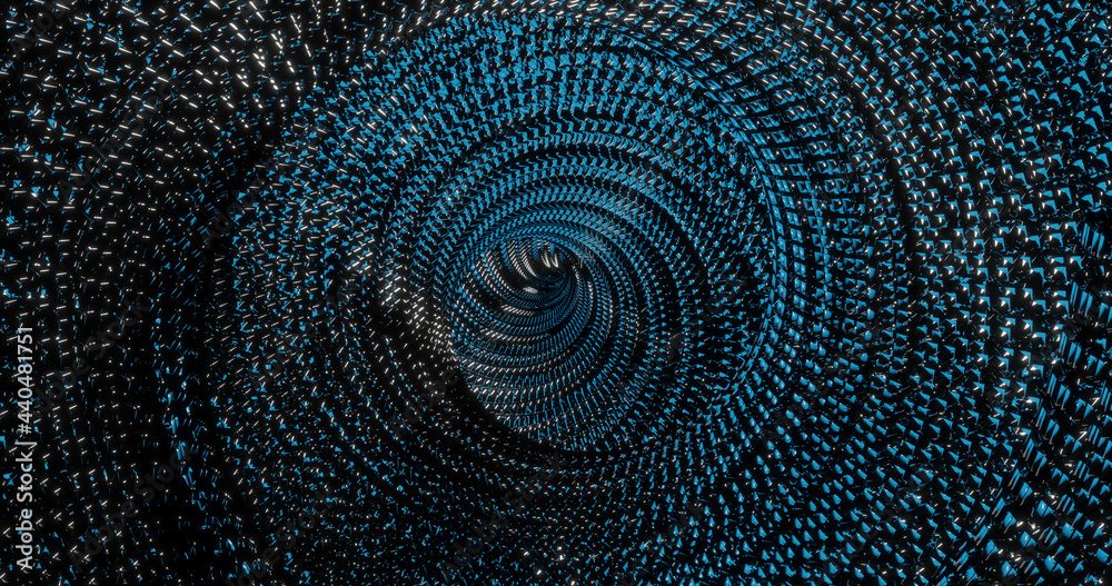 Fototapeta premium Render with blue abstract technology tunnel