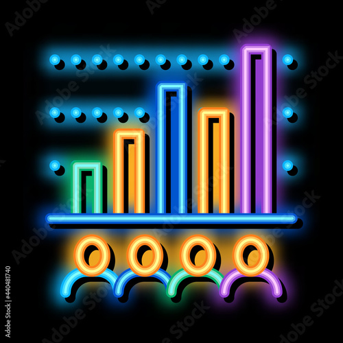 tourist bar graph neon light sign vector. Glowing bright icon tourist bar graph sign. transparent symbol illustration